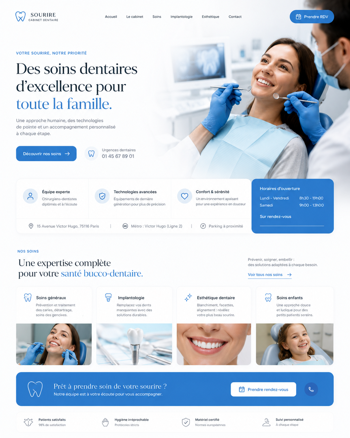 Sourire — site web de santé clair et rassurant