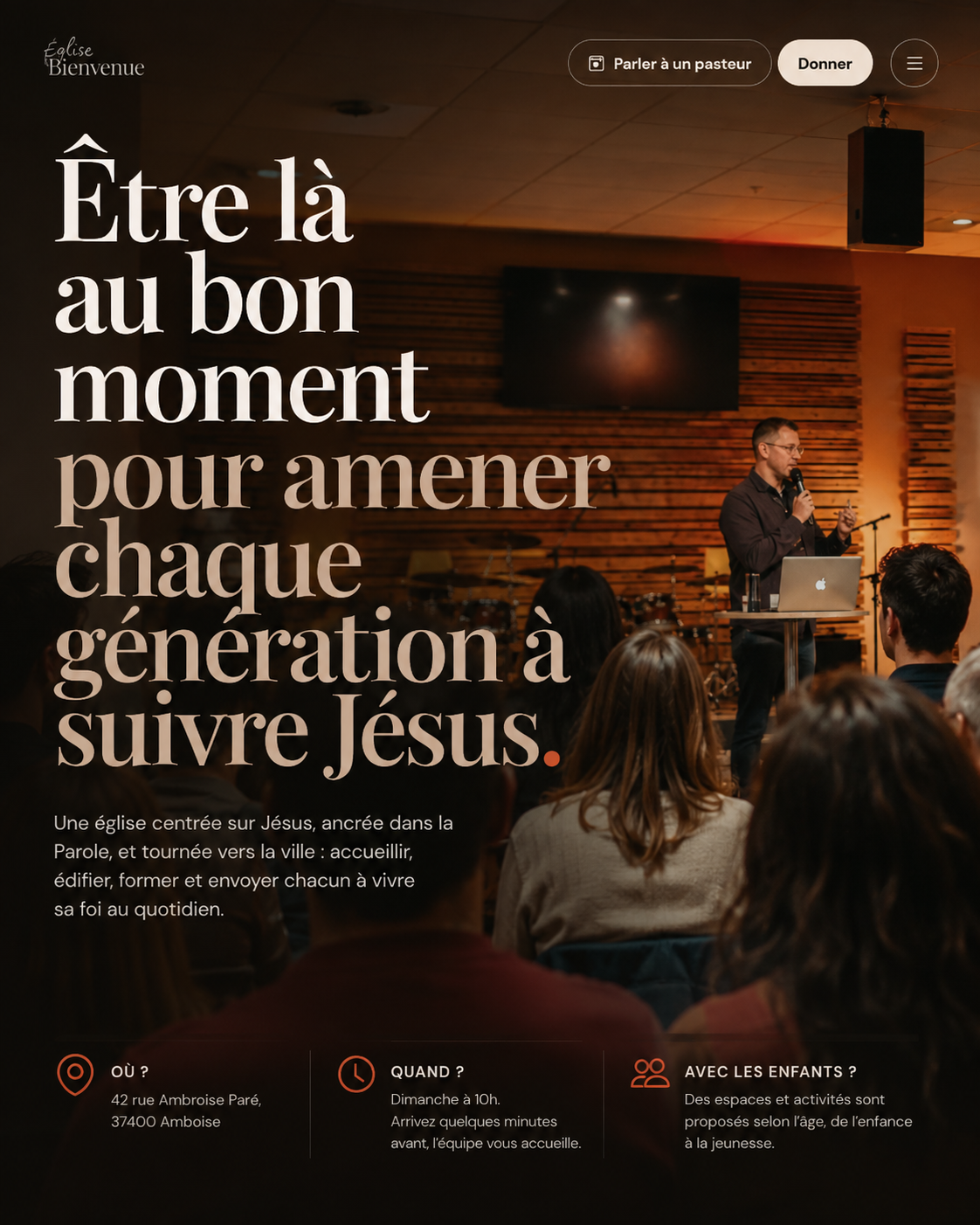 Église Bienvenue — réalisation sélectionnée par Hooked Studio