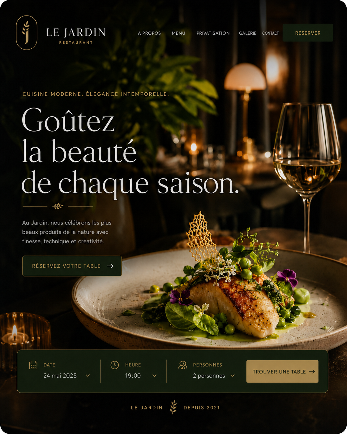 Le Jardin Restaurant — site et expérience de réservation