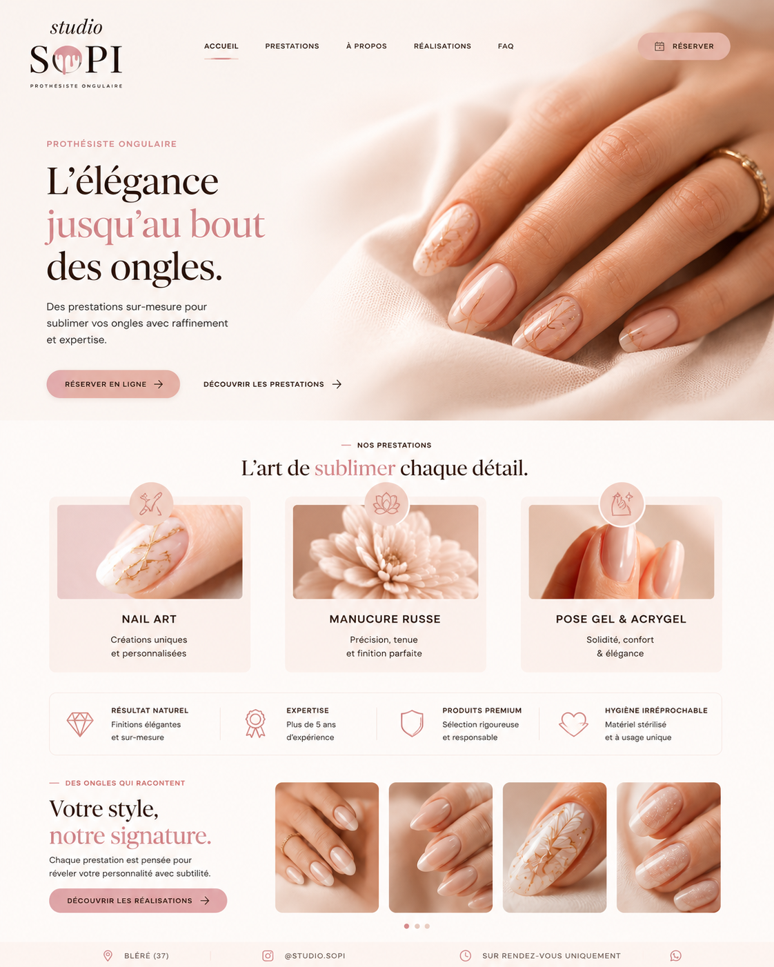 Studio Sopi — exemple de direction artistique web par Hooked Studio